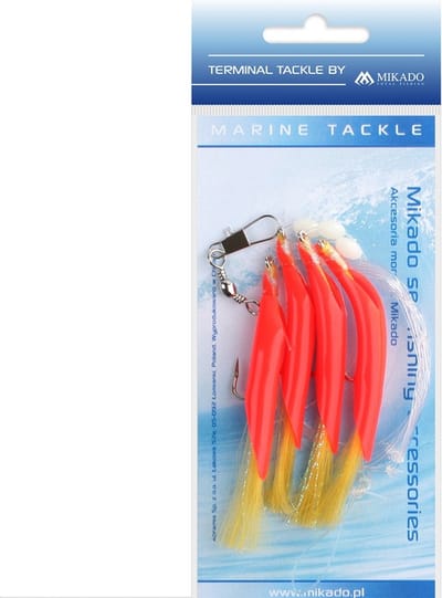 Mikado Zeevis Onderlijn 1/0 – Hair Tube Rig – Kabeljauw Zeebaars – Rood Geel