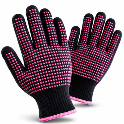 BOTC Hittebestendige handschoen - Met siliconen nopjes - Voor hittepers - Voor haarstyling - Roze - 2 Stuks