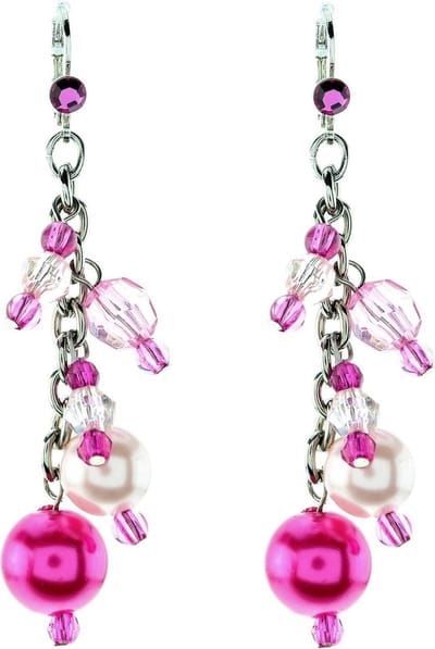 Behave - oorhangers met parels en kralen - romantisch roze - nikkelvrij