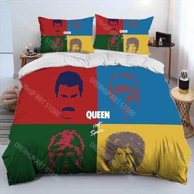 Freddie Mercury Queen-Rockband Dekbedovertrek Beddengoedset, Dekbedovertrek Bedset Quiltovertrek Kussensloop, King Queen Size Beddengoedset US Twin 173x218cm