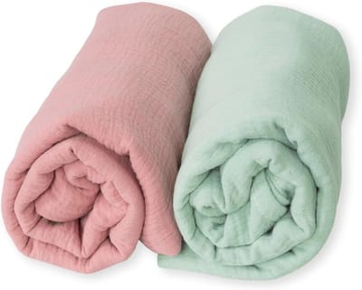 2 Stuks Mousseline Hydrofiel Luiers 120x120cm - Zacht Bamboe Katoen - Hypoallergene Babydekens