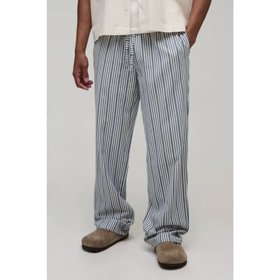 Relaxed Linnen-look Pantalon Met Krijtstreep | Light Blue | Size Small