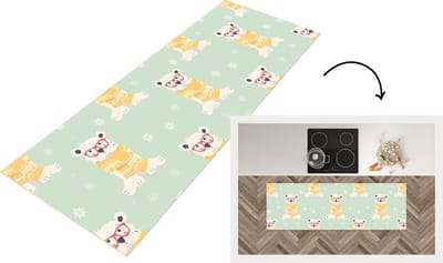 Keukenloper - Loper keuken - IJsbeer - Patroon - Sjaal - 150x50 cm - Keukenloper vinyl