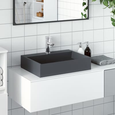 vidaXL - Wastafel - 50x38x11 - cm - mineraal - gegoten/marmer - gegoten - antraciet