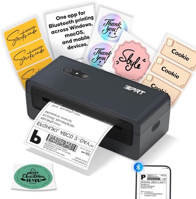 Thermische Labelprinter - Verzendetiketten Printer - Snel Labels Printen - Draadloos Via Bluetooth - 4-10.9cm Breed - Zwart