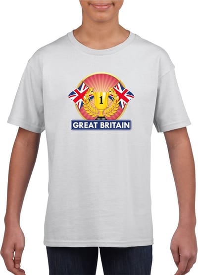 Wit Engels kampioen t-shirt kinderen - Groot Brittannie supporter shirt jongens en meisjes 110/116