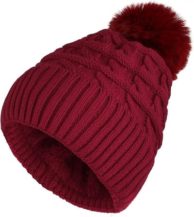 PolkaHome Bobble muts voor dames winter beanie hoeden thermische fleece gevoerde muts dames gebreide wollige hoeden met nepbont pompon