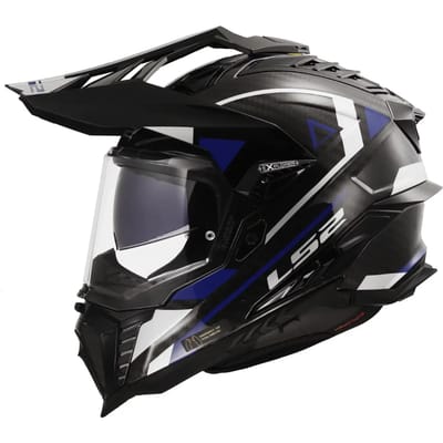 LS2 MX701 Explorer Carbon Adventure Blauw Adventure Helm - Maat XS - Helm