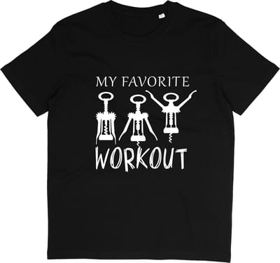 Grappig T Shirt - Quote: My Favorite Workout - Zwart - Korte Mouw - Maat S