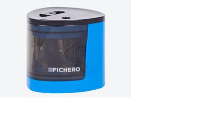 elektrische puntenslijper - potlood - op batterijen - met opvangbak - klein en handig - blauw - smartkabel - tekenen en kleuren