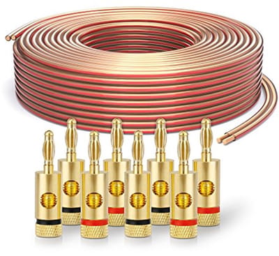 HiFi Luidsprekerkabel 2x2,5 mm² - 20m transparant met 8 banaanstekkers