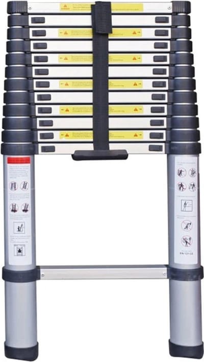 Betaalbare Goederen® Telescopische Ladder - 380cm - Roestvrijstaal - Telescoopladder - Ladders - Telescoopladder