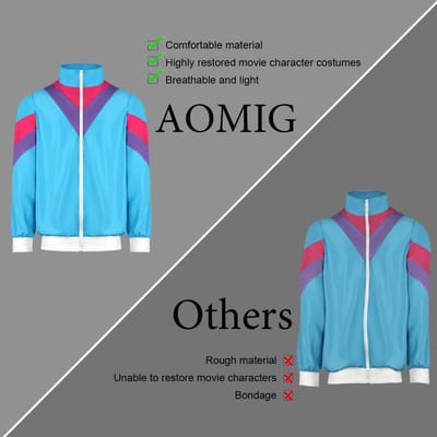 Aomig 80's Mode Hoogte Shell Pak Kostuum, Disco Verkleedkleding Met Hoofdband en Polsbandjes (Blauw-XL)