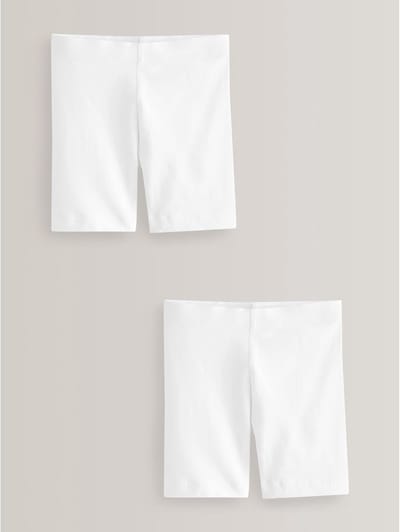 Next - Meisjes - Verpakking van 2 stretchy fietsshorts met hoog katoengehalte - Wit