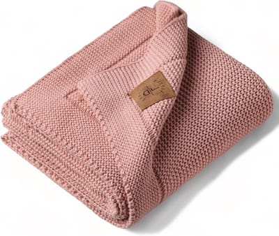 Luxe Gebreide Biologisch Katoenen Babydeken Alina - Roze - 80 x 100 cm - Ademend en Temperatuurregulerend