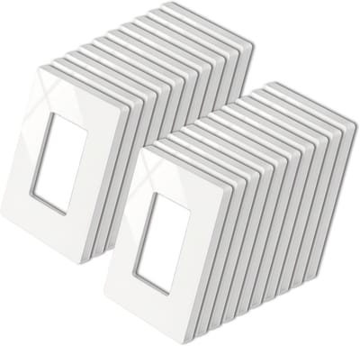 20 Stuks Schroefloze Wandplaat 1-Gang Decorator Afdekplaat Wit