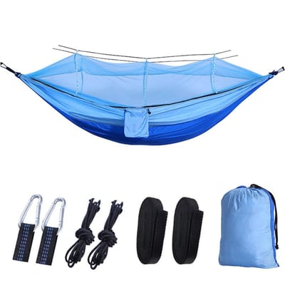 Automatische snelopenende hangmat met klamboe Outdoor Camping Draagbare hangmat Anti-rollover lichtblauwe kleur