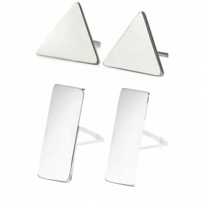2 paar oorbellen- Driehoek- rechthoek- RVS-Charme Bijoux