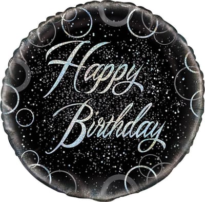 Folie ballon "Happy Birthday" |zwart| 45.7cm