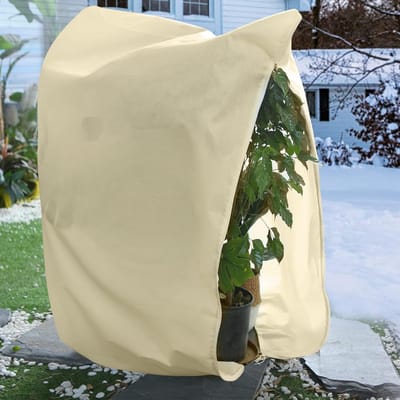 120 x 180 cm winterbescherming planten – potplant zak met trekkoord en rits – herbruikbare vorstbescherming fleece tegen vorst insecten