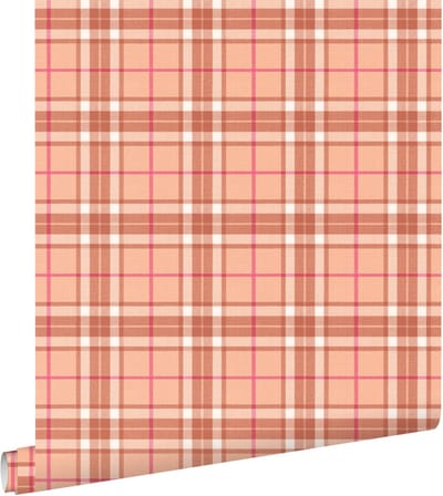 ESTAhome behang ruiten oranje en bruin - 50 x 900 cm - 132028