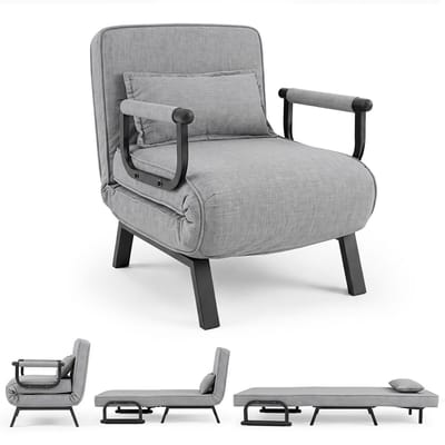 Slaapbank - Uitklapbaar - Slaapstoel - Logeerbed - Zetelbed - Slaapfauteuil - Vouwbed - 1 persoons - Zeer comfortabel - Blauw of Lichtgrijs
