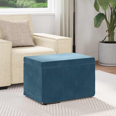 vidaXL - Kruk - Blauw - 61 - x - 41 - x - 40 - cm - Velvet - en - Geengineerd - Hout