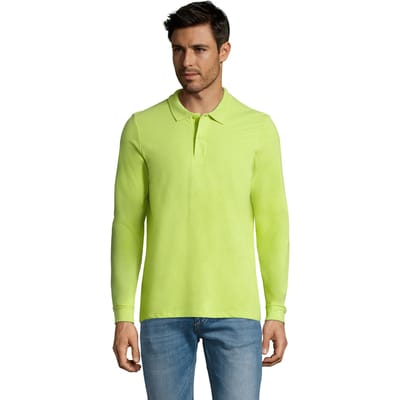 SOLS Heren Perfect Effen Piqué Poloshirt met Lange Mouwen (Appelgroen)