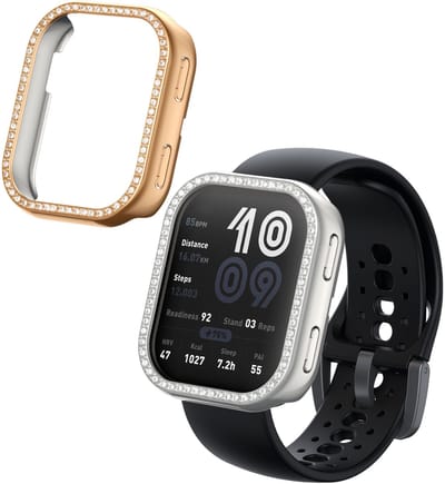 kwmobile 2x kunststof horloge rand bescherming geschikt voor Amazfit Bip 6 Beschermhoes - Glitter beschermhoesje zilver / roségoud