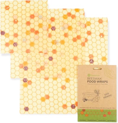 Biologische Bijenwas Doeken | 3 Pack Combinatie S/M/L | Herbruikbaar | Plastic Vrij | Duurzaam Cadeau | Plastic-Free Alternative to Cling Film | Organic Beeswax Food Wraps Set x 3
