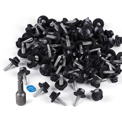 M4.8 x 19 mm Zelfborende Schroeven met Zeskantkop en EPDM Ringen voor Dakbevestiging - Verf RAL 7016, Verpakking van 200 Stuks, Ideaal voor Bouw en Klussen