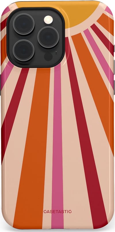Casetastic Hoesje Geschikt voor Apple iPhone 15 Pro Max Magsafe - Stijlvolle Beschermende Duo-layer Case - Retro straal