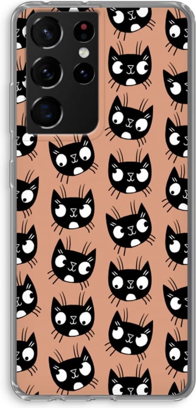 Case Company® - Hoesje geschikt voor Samsung Galaxy S21 Ultra hoesje - Kat - Soft Cover Telefoonhoesje - Bescherming aan alle Kanten en Schermrand