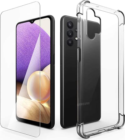 Hoesje Geschikt Voor Samsung Galaxy A32 Hoesje + 1x Screen Protector, met Galaxy A32 Anti-Scratch siliconen Shockproof Cases Cover
