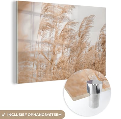 MuchoWow® Glasschilderij 60x40 cm - Schilderij acrylglas - Graan - Pastel - Stilleven - Foto op glas - Schilderijen