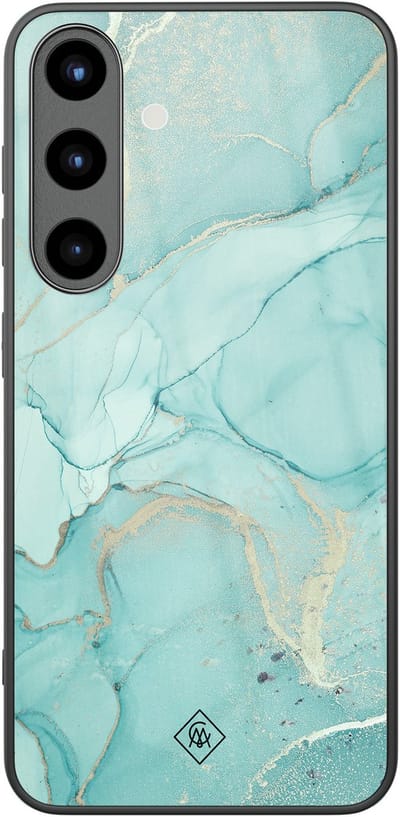 Casimoda® hoesje - Geschikt voor Samsung Galaxy S25 - Marmer mint groen - Luxe Hard Case Zwart - Backcover telefoonhoesje - Mint
