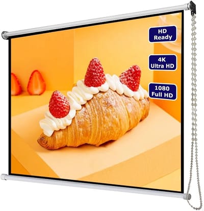 Oprolbaar Projectiescherm - Wandmontage Scherm - Thuisbioscoop Presentaties - Handmatig Trek-en-Stop - 60 Inch 16:9 - Wit