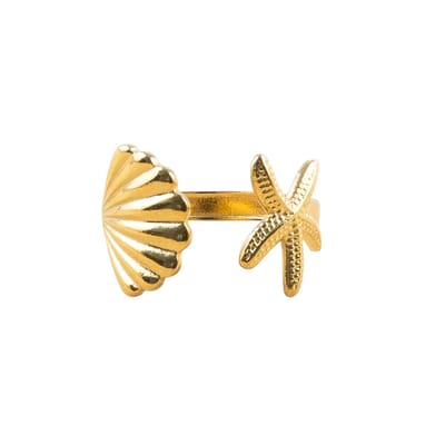 Ring - Schelp/Zeester Goudkleurig | Verstelbaar | Stainless Steel | Fashion Favorite
