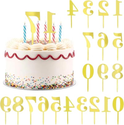 Dailygoods- Taarttopper Goudkleurig - 20 Stuks Cijfers 0-9 - Acryl Taartdecoratie - Gepersonaliseerde Taartfiguren - Verjaardagsfeesten - Luxe Spiegeleffect