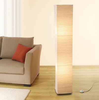 Trango Design LED Vloerlamp 1213L *OSLO* Rijstpapier Lamp *HANDMADE* Vloerlamp met beige lampenkap incl. 2x E14 LED lamp I Vorm: hoekig I Hoogte: ca. 125cm I Woonkamerlamp I Vloerlamp gemaakt van rijstpapier