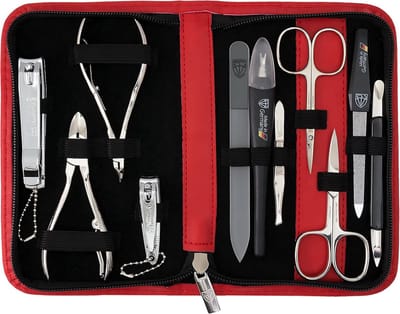 11-delige Manicure Set in Echt Leer - Perfect voor Thuisverzorging