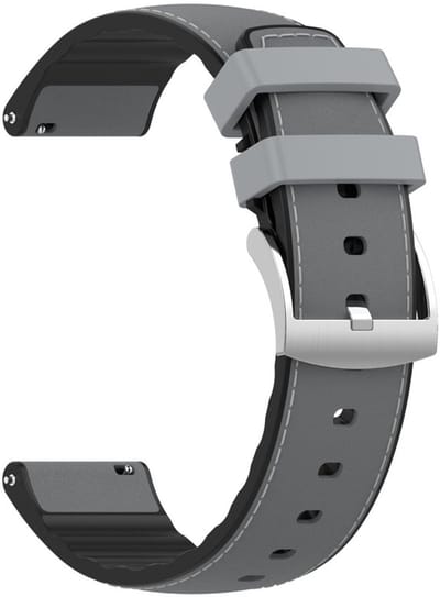 Hybride bandje - siliconen + leer - geschikt voor Garmin Venu (2 Plus) / Venu SQ (2) / Vivomove (Style - Sport) / Vivoactive 3 / 5 / 6 / Forerunner 55 / 165 / 245 / 645 / 570 - 42mm - grijs