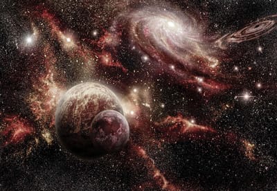 Fotobehang Space Planets | XL - 208cm x 146cm | 130g/m2 Vlies