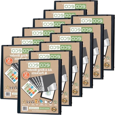 Ringband met Zakken - Presentatiemap O-ring - Documenten Archiveren - Gemaakt van gerecycled materiaal - A4 12 stuks - Zwart