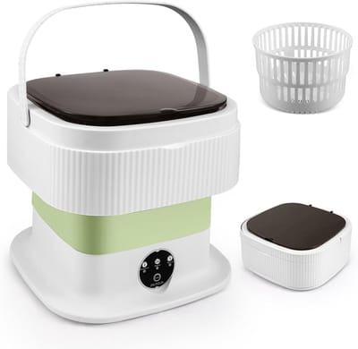 Mini-wasmachine - Opvouwbare wasautomaat - Kleine wasjes doen - Met centrifugemand - 11 liter - Groen