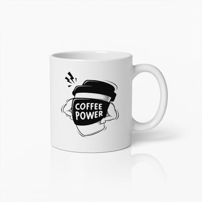 Coffee Power Mok – Wit 330 ml – Grappige Superheld Koffiekop voor Koffieliefhebbers