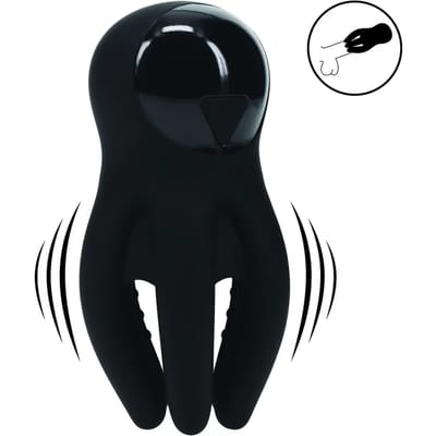 Digitale Vibrerende Silicone Penis Hoofd Stimulator met Tentakels - Zwart