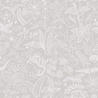 Boråstapeter Vliesbehang 1981 - Scandinavian Designers III/Icons - Botanisch Grijs - 53cm x 10.05m