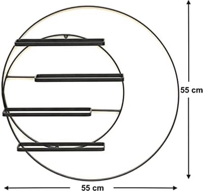 Wand wijnrek voor 4 flessen - Modern zwart metalen design - 55 cm