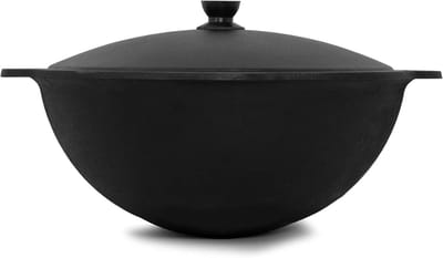 Gietijzeren Kazan met Aluminium Deksel - 22 L, Multifunctionele Kookpan voor Buiten Koken